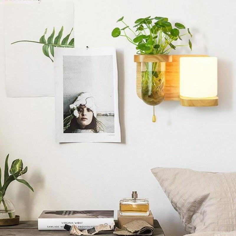 Modern Wooden Planter Wall Lamp - AiDeco.co.uk