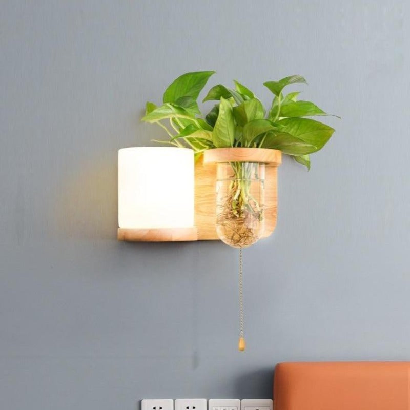 Modern Wooden Planter Wall Lamp - AiDeco.co.uk