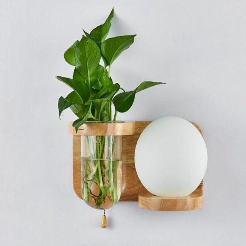 Modern Wooden Planter Wall Lamp - AiDeco.co.uk