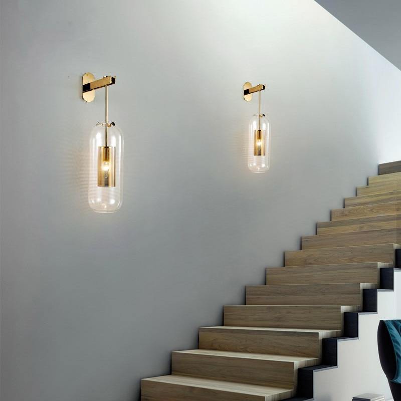 Glass Luminaire Wall Light, Gold, Black - AiDeco.co.uk