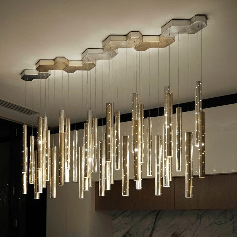 Sparkling Long Cylindrical Chandelier - AiDeco.co.uk