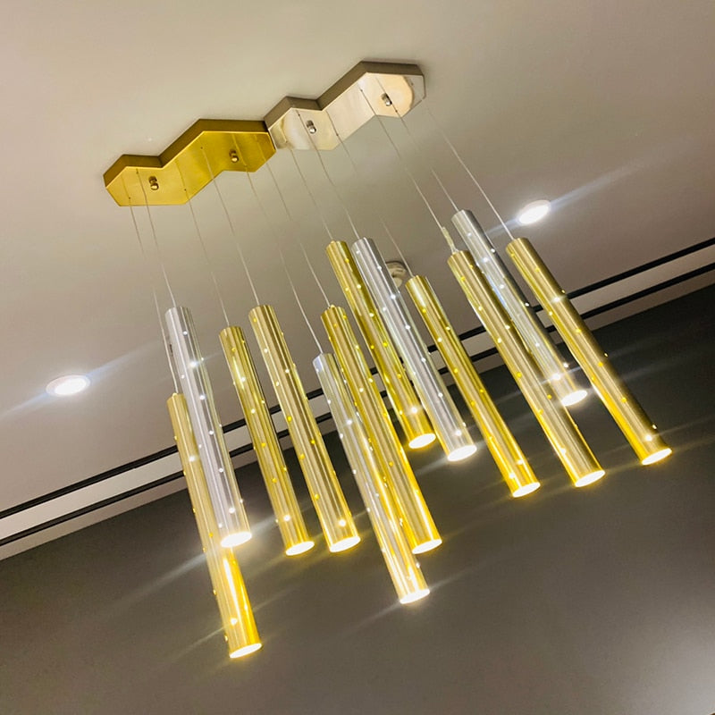 Sparkling Long Cylindrical Chandelier - AiDeco.co.uk