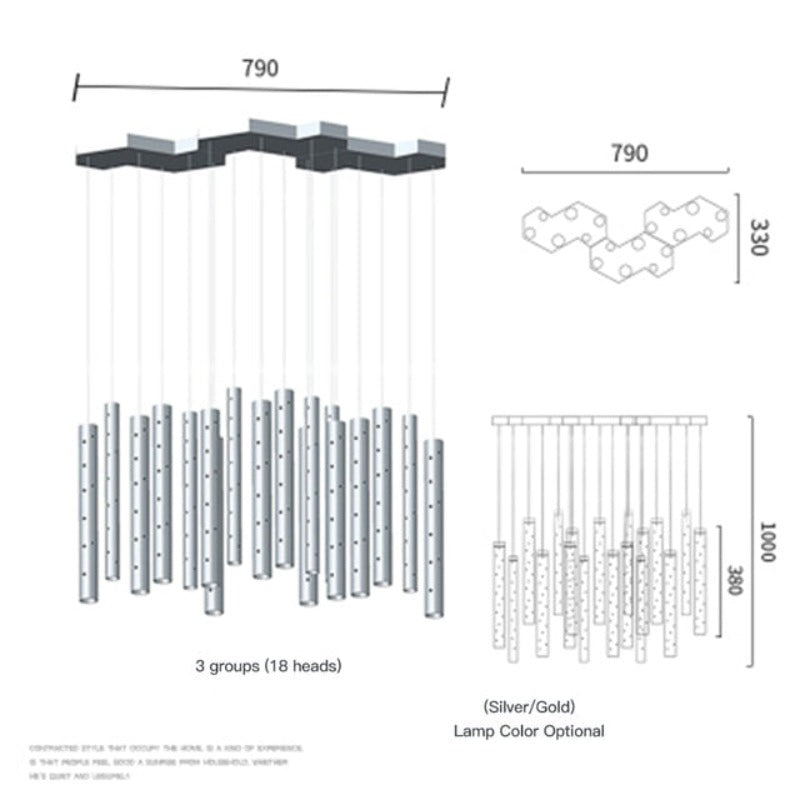 Sparkling Long Cylindrical Chandelier - AiDeco.co.uk