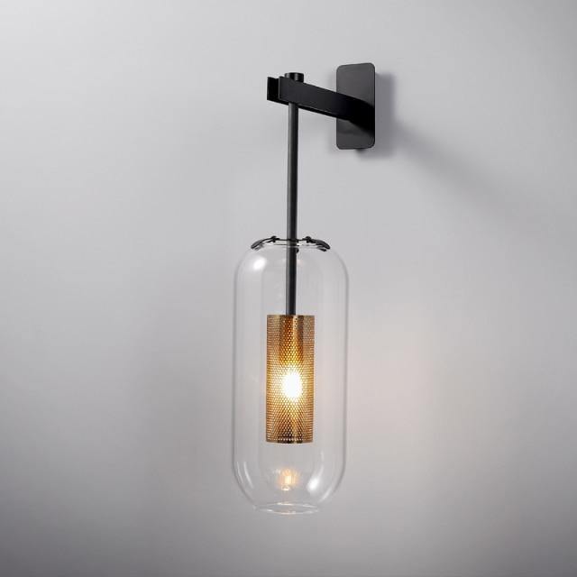 Glass Luminaire Wall Light, Gold, Black - AiDeco.co.uk