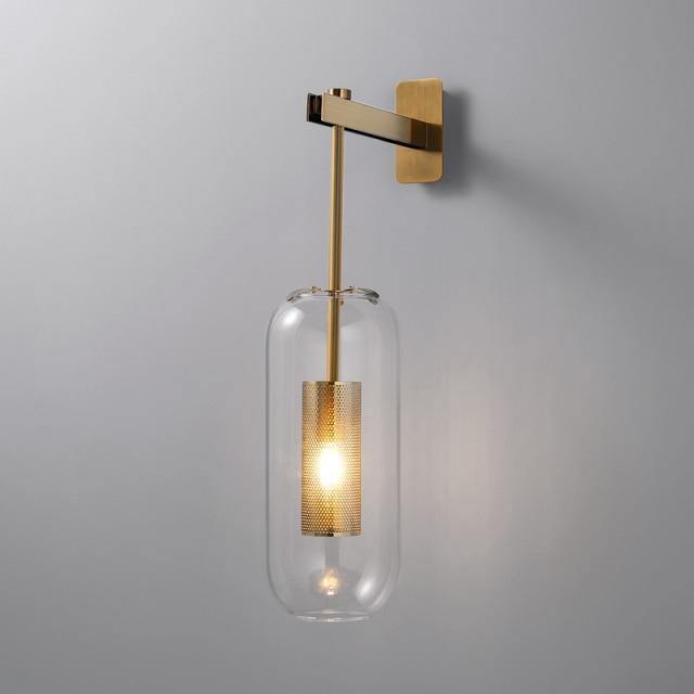 Glass Luminaire Wall Light, Gold, Black - AiDeco.co.uk