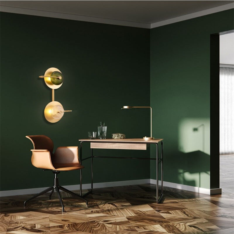 Circular Modern Art Deco Green Wall Lamp - AiDeco.co.uk