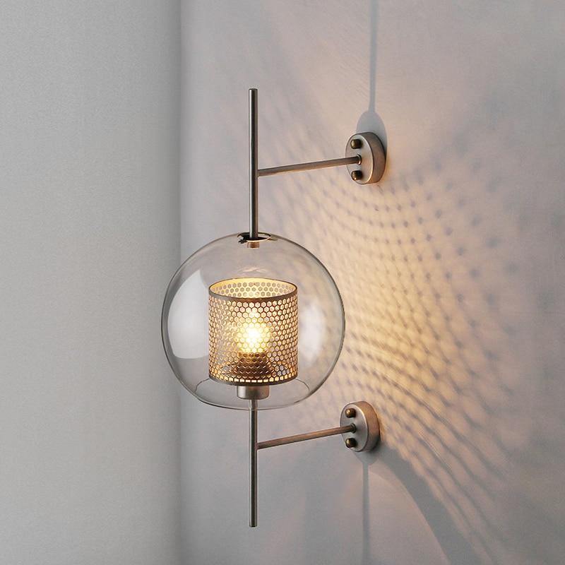 Ava Luminaire Glass Wall Lighting Fixture, Gold, Sphere - AiDeco.co.uk