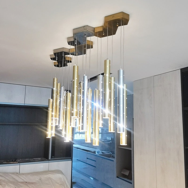 Sparkling Long Cylindrical Chandelier - AiDeco.co.uk
