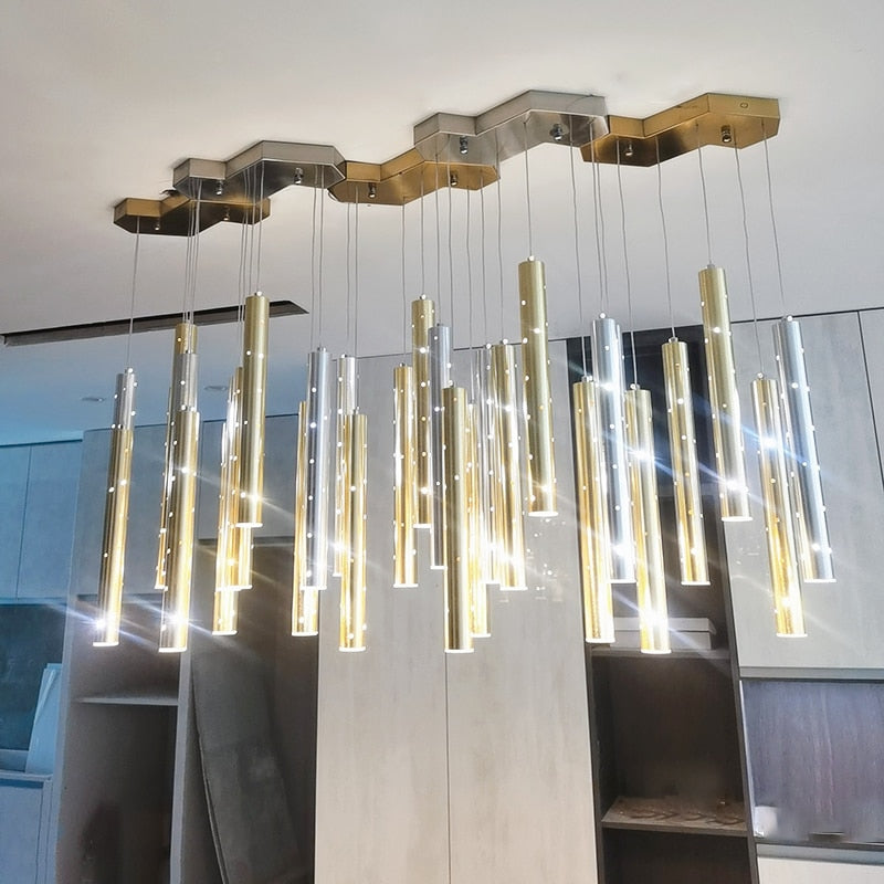 Sparkling Long Cylindrical Chandelier - AiDeco.co.uk