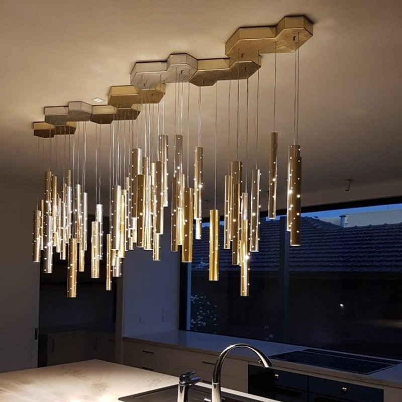 Sparkling Long Cylindrical Chandelier - AiDeco.co.uk