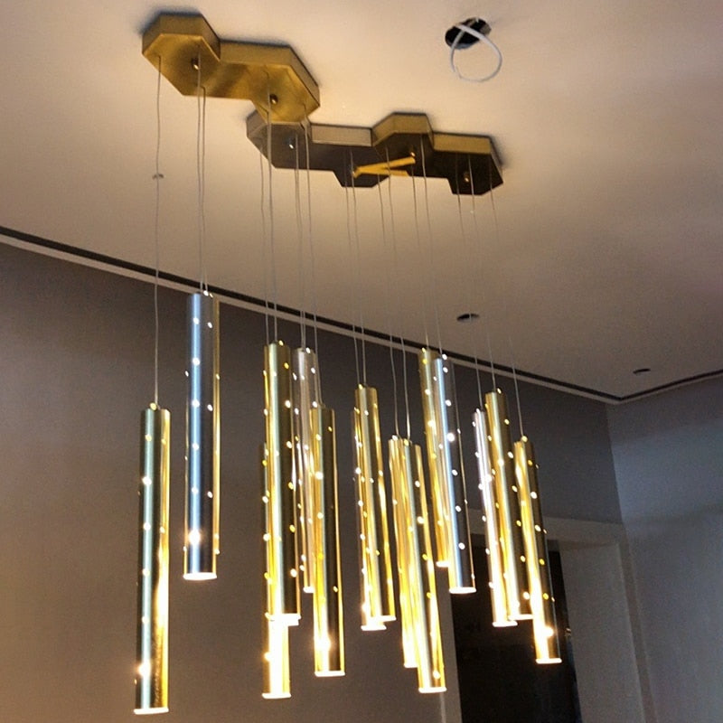 Sparkling Long Cylindrical Chandelier - AiDeco.co.uk