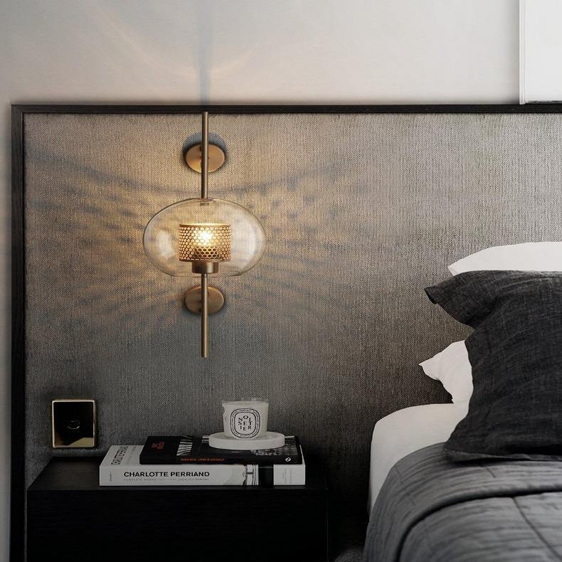 Ava Luminaire Glass Wall Lighting Fixture, Gold, Sphere - AiDeco.co.uk