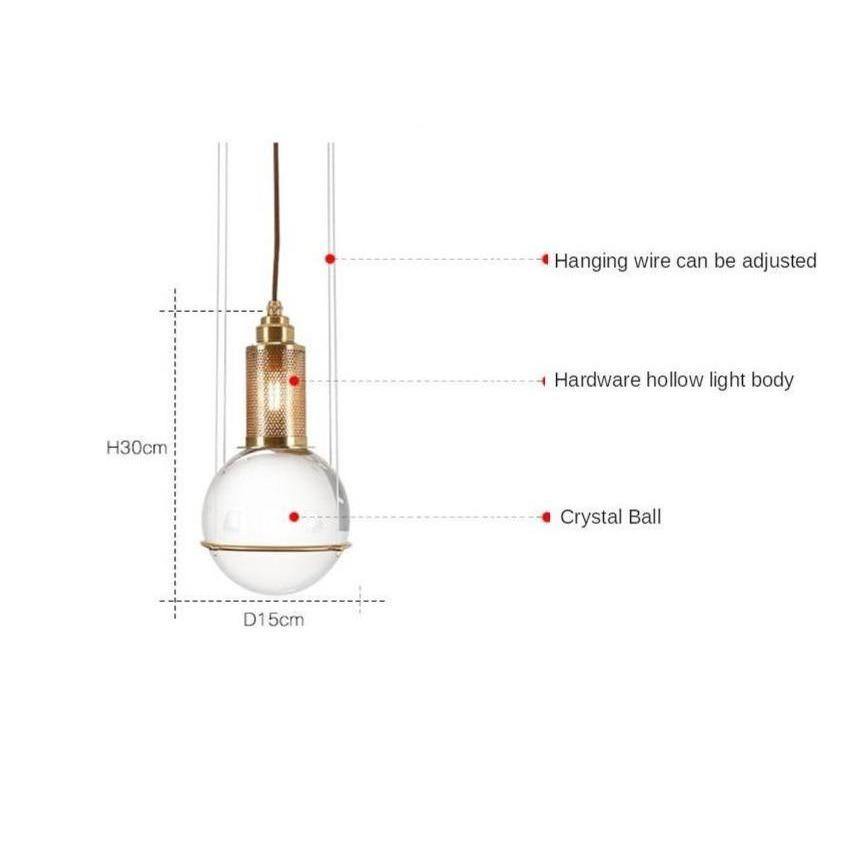 AV Crystal Glass Ball Stone Pendant Light - AiDeco.co.uk